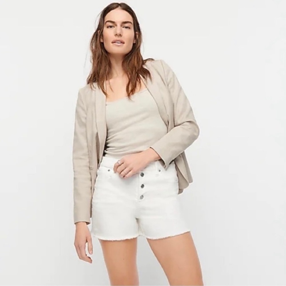 J. Crew High Rise Denim White Raw Hem Short